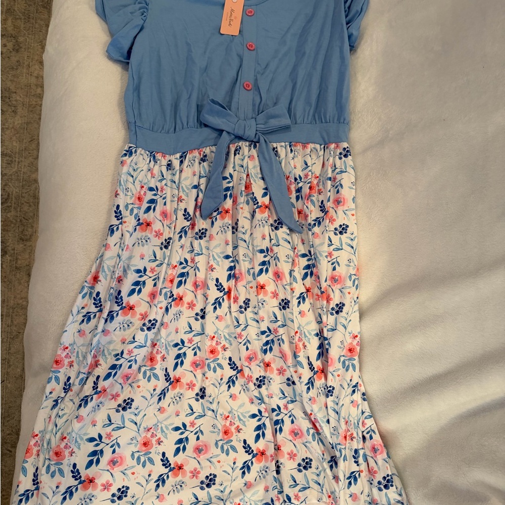 Floral Blue and White Dress